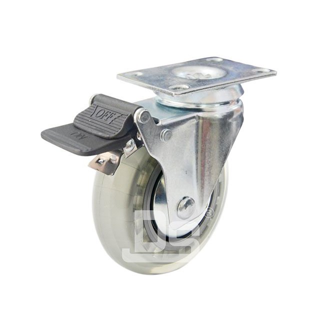 DS20 Series High Elastic Transparent Polyurethane Swivel With Dual  Lock Brake Caster