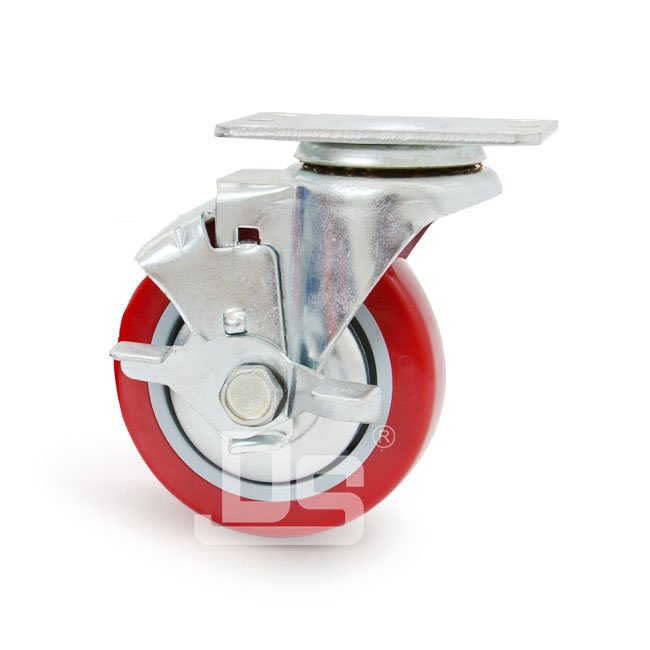 DS-20 Light duty PVC Swivel With Side  Brake Caster Wheel 80-100kg