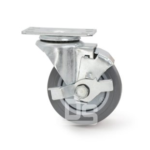 DS20 Anti-static Plastic Core TPE Rubber Tread Swivel With Side Lock Brake Caster