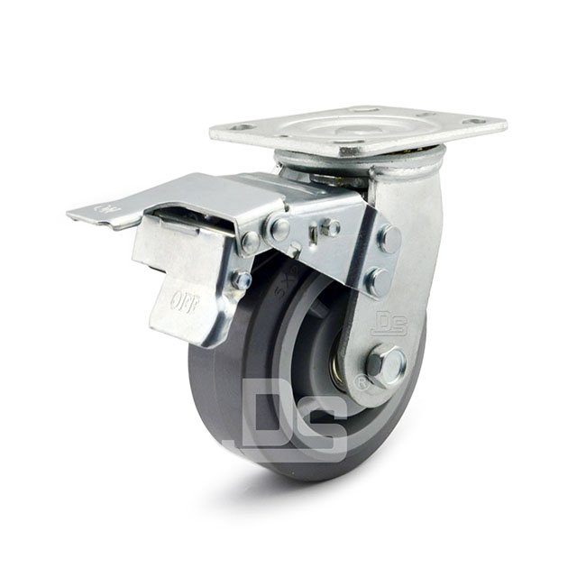 DS40 Series Plastic Core TPE Rubber Tread Swivel With Dual Lock Brake Caster