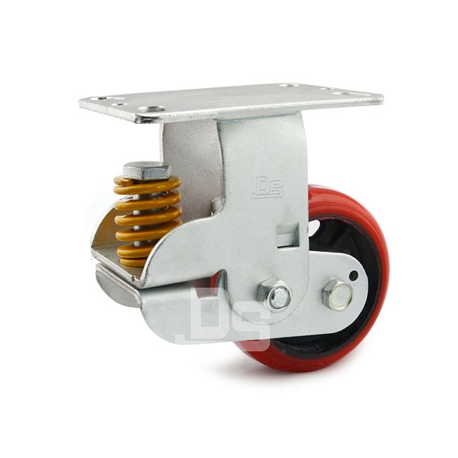 DS94 Series  Iron Core PU Single Spring Shock Absorbing Rigid Caster