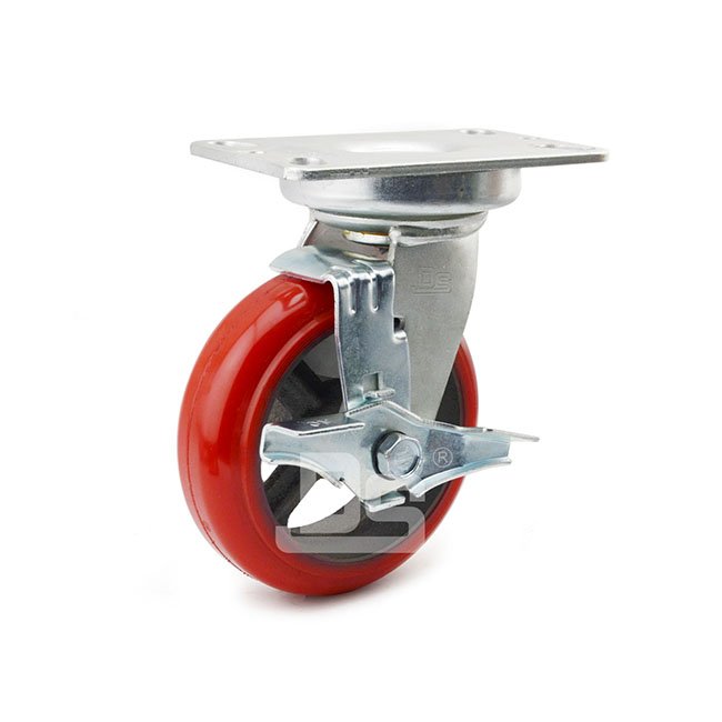 DS93 Series Rubber Block Shock Absorbing Swivel With Brake Caster