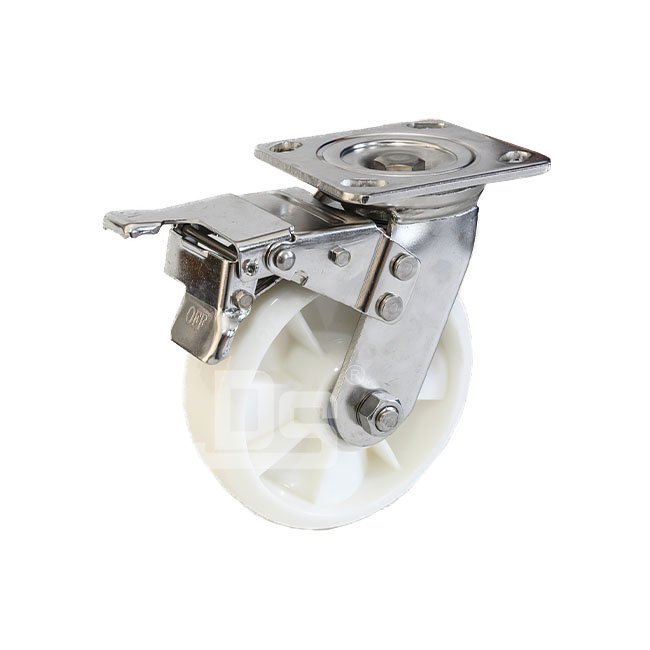 DS40 Series Nylon Stainless Steel Swivel With Dual Brake Caster 