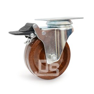 DS20 Series 280°C Nylon & Glass Fiber Swivel With Dual Lock Brake Caster