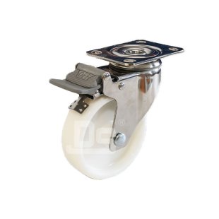 DS20 Series Nylon Stainless Steel Swivel With Dual Lock Brake Caster 
