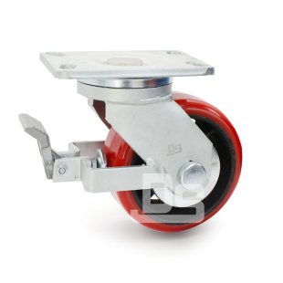 DS50 Series Cast Iron Core Polyurethane Tread Swivel With Brake Caster 